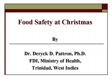 Food Safety at Christmas