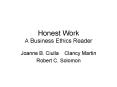 Honest Work A Business Ethics Reader