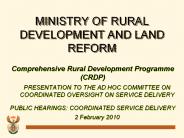 MINISTRY OF RURAL DEVELOPMENT AND LAND REFORM