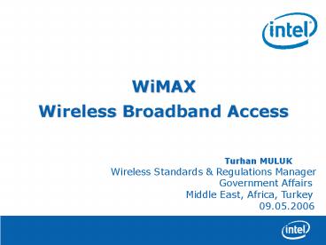 WiMAX Wireless Broadband Access