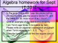 Algebra homework for Sept 17 2012 PowerPoint PPT Presentation