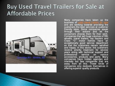 used travel trailers for sale