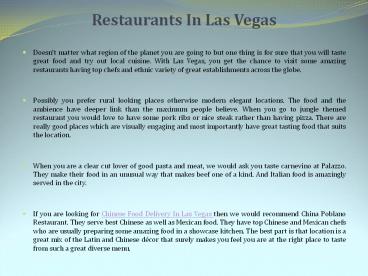 Restaurants In Las Vegas