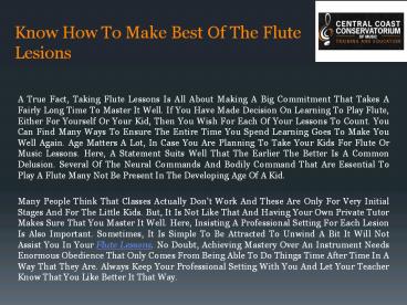 Know How To Make Best Of The Flute