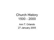 Church History 1500 - 2000