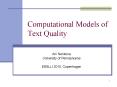 Computational Models of Text Quality PowerPoint PPT Presentation