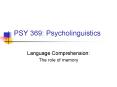 PSY 369: Psycholinguistics PowerPoint PPT Presentation