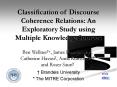 Classification of Discourse Coherence Relations: An Exploratory Study using Multiple Knowledge Sources PowerPoint PPT Presentation