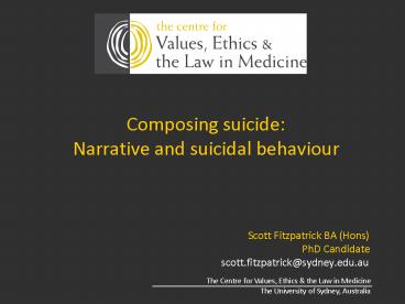 Composing suicide: Narrative and suicidal behaviour