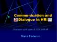 Communication and Dialogue in HRI PowerPoint PPT Presentation