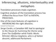 Inferencing, allusions, intertextuality and metaphors