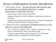 Review of Information Systems Introduction