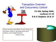 Transaction Overview and Concurrency Control