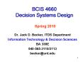 BCIS 4660  Decision Systems Design PowerPoint PPT Presentation