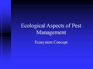 Ecological Aspects of Pest Management