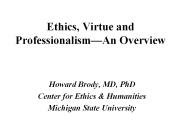 Ethics, Virtue and Professionalism