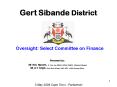 Oversight: Select Committee on Finance PowerPoint PPT Presentation