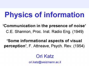 Physics of information