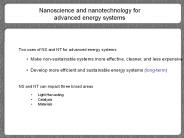 Nanoscience and nanotechnology for advanced energy systems