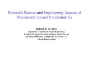 Materials Science and Engineering Aspects of Nanostructures and Nanomaterials