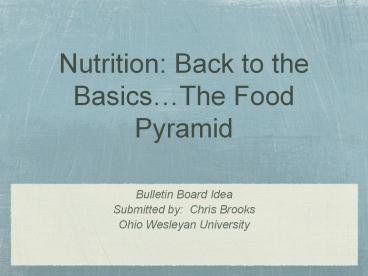 Nutrition: Back to the Basics