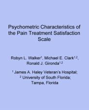 Psychometric Characteristics of the Pain Treatment Satisfaction Scale