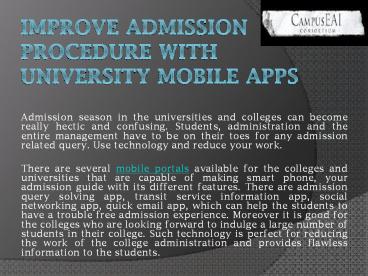 Improve Admission Procedure with University Mobile Apps
