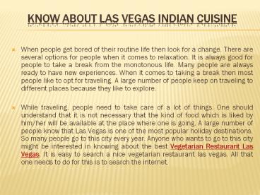 Know About Las Vegas Indian Cuisine