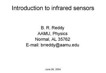 Introduction to infrared sensors