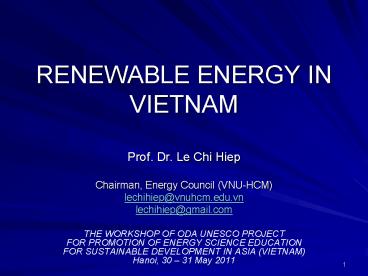 RENEWABLE ENERGY IN VIETNAM