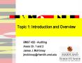 Topic 1: Introduction and Overview PowerPoint PPT Presentation