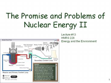 The Promise and Problems of Nuclear Energy II