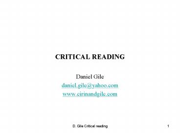 CRITICAL READING