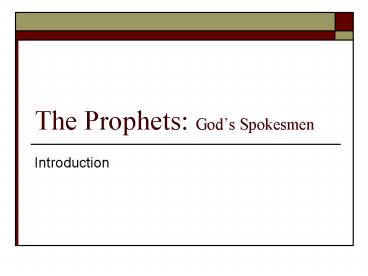 The Prophets: God