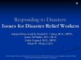 Responding to Disasters: Issues for Disaster Relief Workers   Adapted from work by Rachel E. Cohen, M.D., MPH, James M Shultz, M.S., Ph.D. Zelde Espinel, M.D., MPH Brian W. Flynn, Ed.D. PowerPoint PPT Presentation