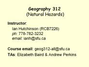 Geography 312  (Natural Hazards)