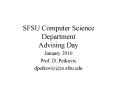 SFSU Computer Science Department Advising Day PowerPoint PPT Presentation