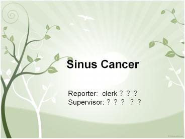 Sinus Cancer