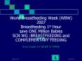 World Breastfeeding Week (WBW) 2007 Breastfeeding 1st Hour save ONE Million Babies SCN WG :BREASTFEEDING and COMPLEMENTARY FEEDING PowerPoint PPT Presentation