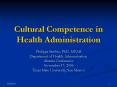 Cultural Competence in Health Administration PowerPoint PPT Presentation