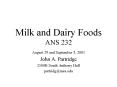 Milk and Dairy Foods ANS 232 PowerPoint PPT Presentation