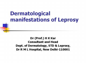 Dermatological manifestations of Leprosy