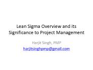 Lean Sigma Overview and its Significance to Project Management