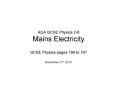 AQA GCSE Physics 2-6 Mains Electricity PowerPoint PPT Presentation