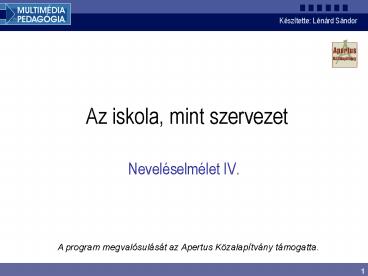 Az iskola, mint szervezet