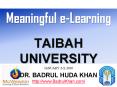 Meaningful e-Learning        Taibah UNIVERSITY January 2-3, 2010 PowerPoint PPT Presentation