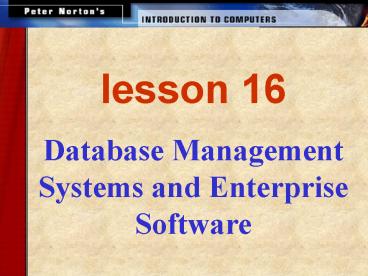 Database Management Systems and Enterprise Software