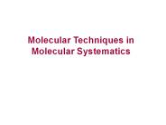 Molecular Techniques in Molecular Systematics