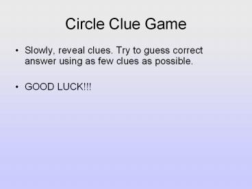 Circle Clue Game