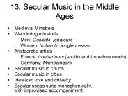 13. Secular Music in the Middle Ages